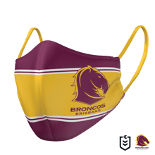 Load image into Gallery viewer, Brisbane Broncos Face Mask - The Mask Life. 

